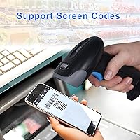 Vista 4 de Escáner de código de barras QR 1D 2D inalámbrico, lector de códigos de barras inalámbrico de mano con batería de 2000 mAh para pago móvil, tienda