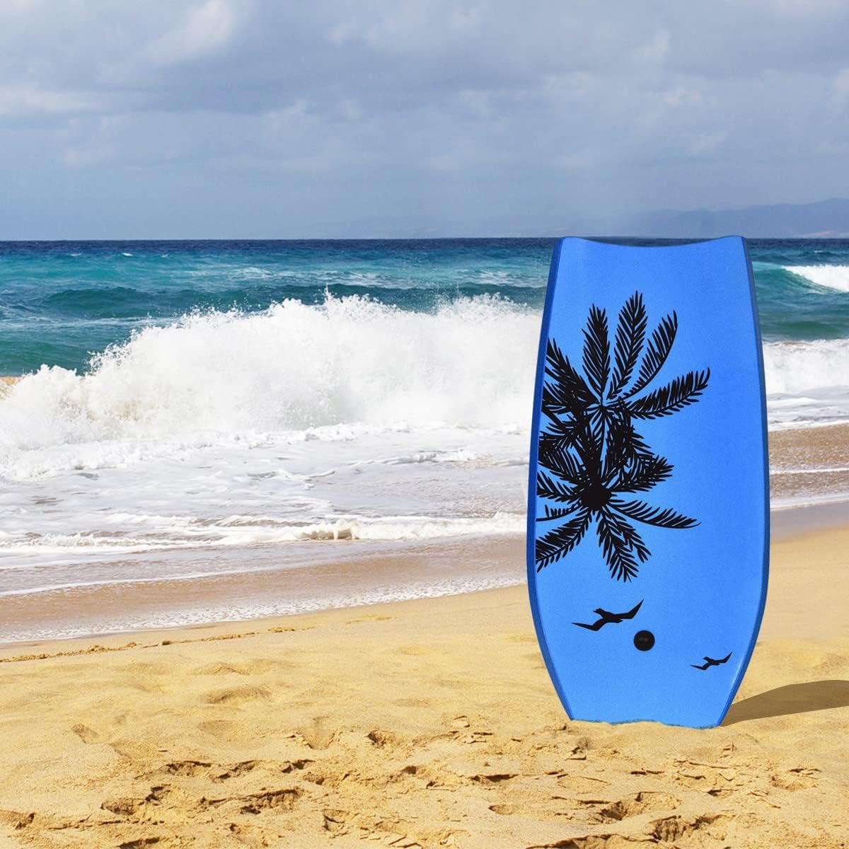 GYMAX Surfbrett 105 x 51 cm, Schwimmbrett mit Zugseil, max. Belastung: 85 kg, Bodyboard Surfboard mit EPS Schaumstoff-Kern, für Kinder & Erwachsene