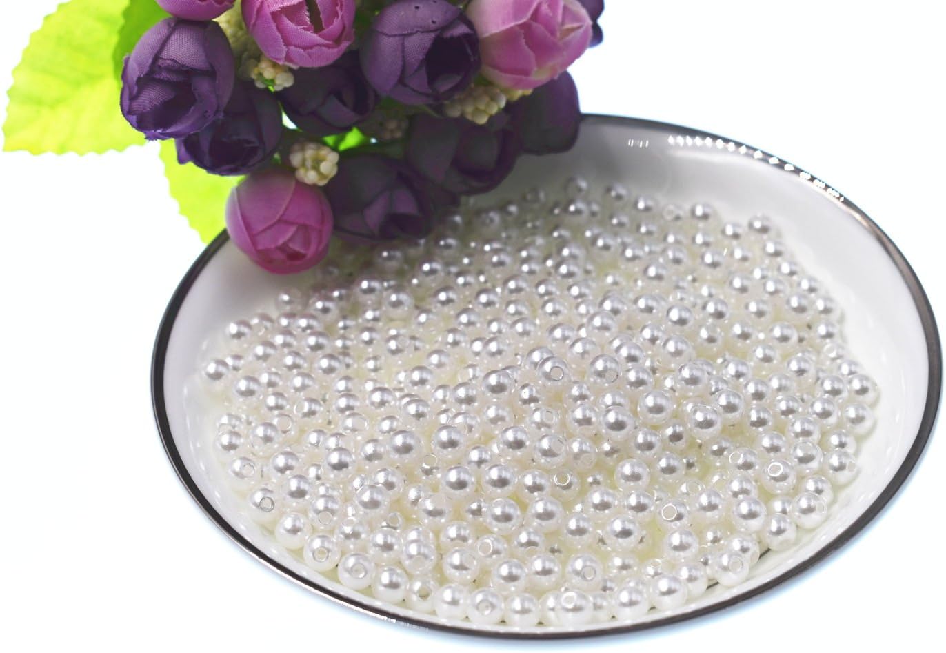 RayLineDo® 500 Pieces 6mm Round Plastic Imitation Pearl Beads DIY Jewellery Making Loose Beads in White - Image 5