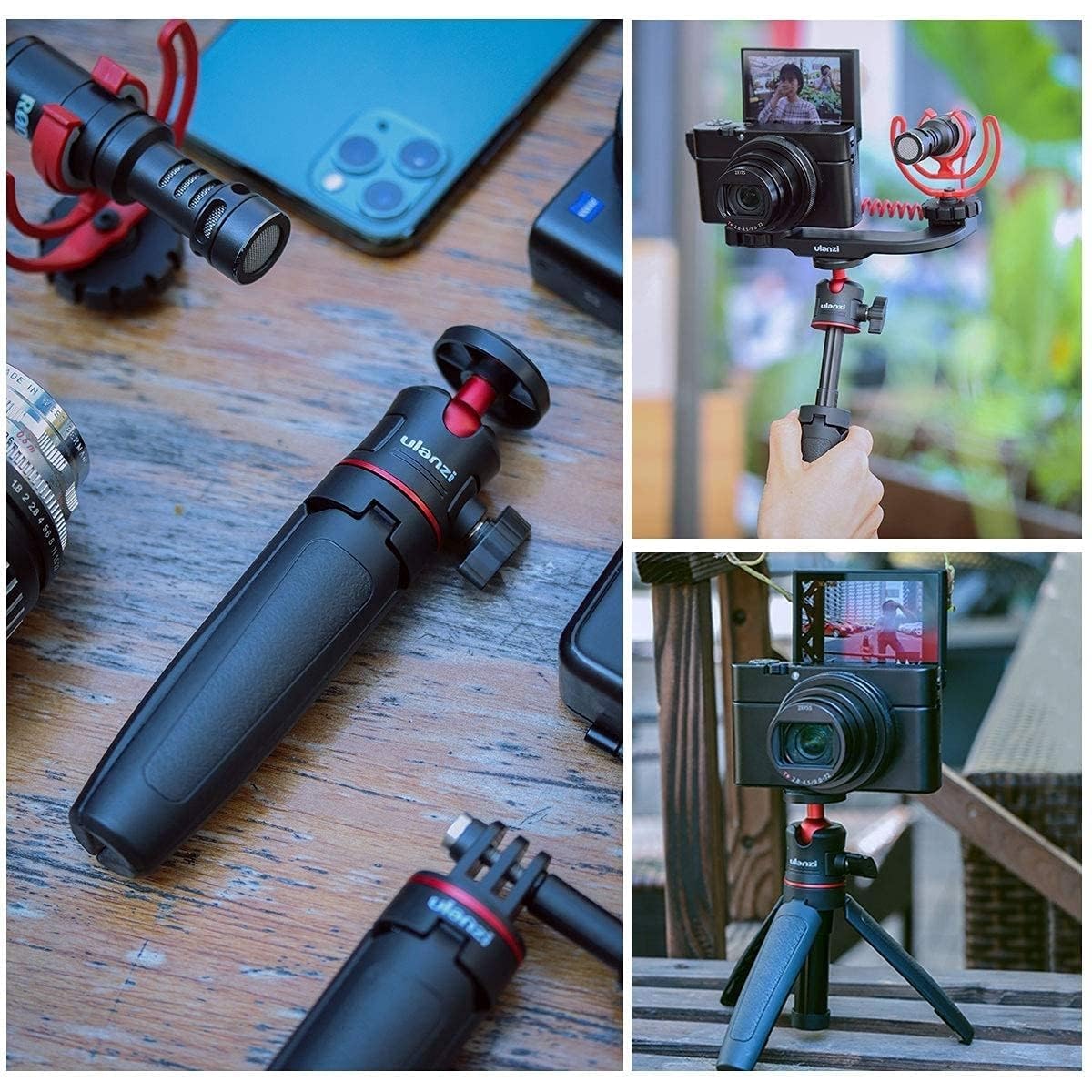 ULANZI MT-08 Trépied Compact de Voyage Portable Mini Avec Vis 1/4'', Compatible Avec Sony ZV1/RX100 VII/RX1R II, Canon G7X Mark, Fujifilm X100V, Leica Q2