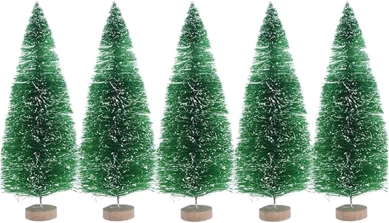 5Pcs 5-16cm Sisal Fiber Mini Christmas Tree Snow Frost Pine Tree DIY Craft Christmas Party Table Decoration Christmas Ornaments(16cm-Green)