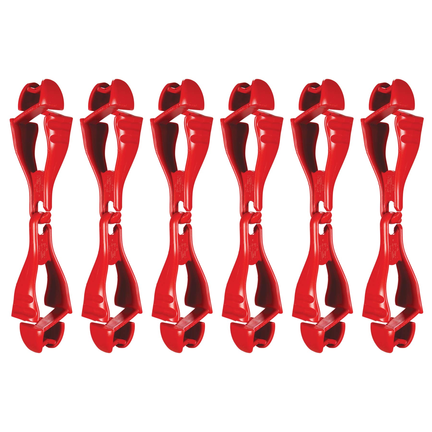 Ergodyne Squids 3400 Glove Clip Holder with Dual Clips, 6-Pack, Red