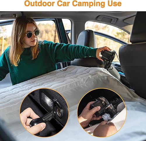 Miniatura 7 de HEYTRIP Bomba de aire eléctrica para colchón de aire, infladordeflador portátil con 3 boquillas, 110 V CA12 V CC, bomba inflable universal