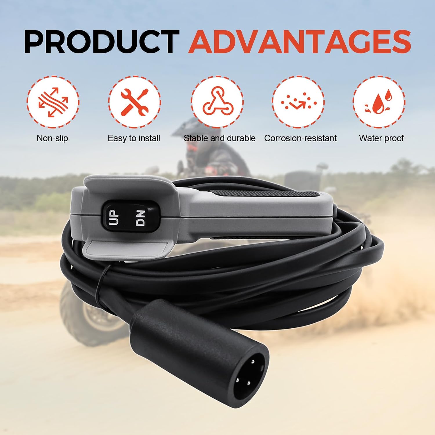64849 Winch Remote Controller, 10 Ft Plug-in Handheld Winch Remote Control Compatible with WARN 2.5ci RT XT Series Winches for ATV UTV Side By Side
