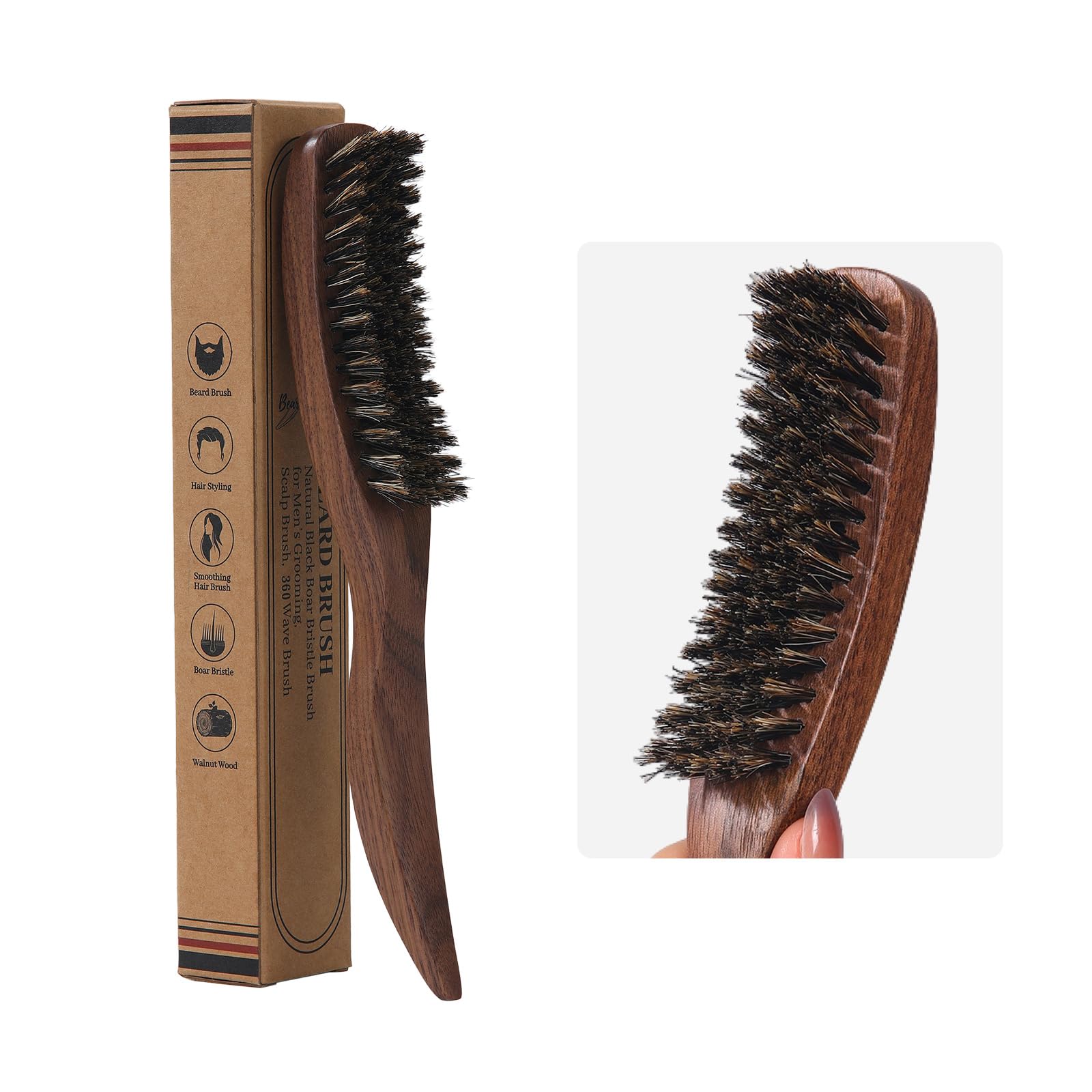 PERFEHAIR Slick Back Brush for Men & Women, Boar Bristle Smoothing Brush