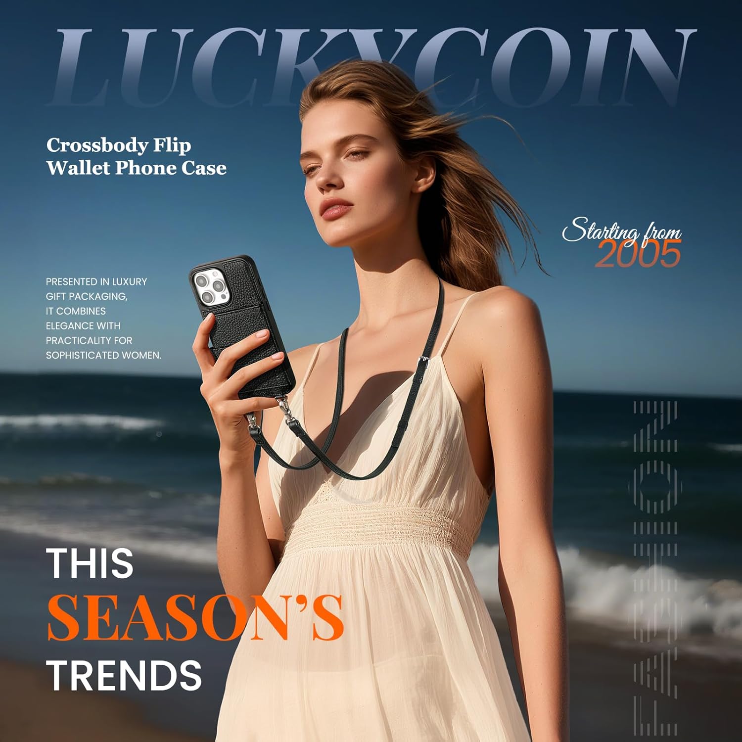 LUCKYCOIN for iPhone 16 Pro Max Crossbody Wallet Phone Case,Compatible with MagSafe,Genuine Leather Magnetic Phone Case with Card Holder and Adjustable Strap,with RFID Blocking Black - Image 6