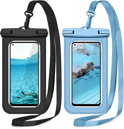Janmitta Universal Extra-Large Waterproof Pouch,Underwater Dry Bag for Samsung/Moto/OnePlus Phone Series Models and Other Smart Phones Up to 7.0",IPX8 Waterproof Phone Case,2 Packs+2 lanyards