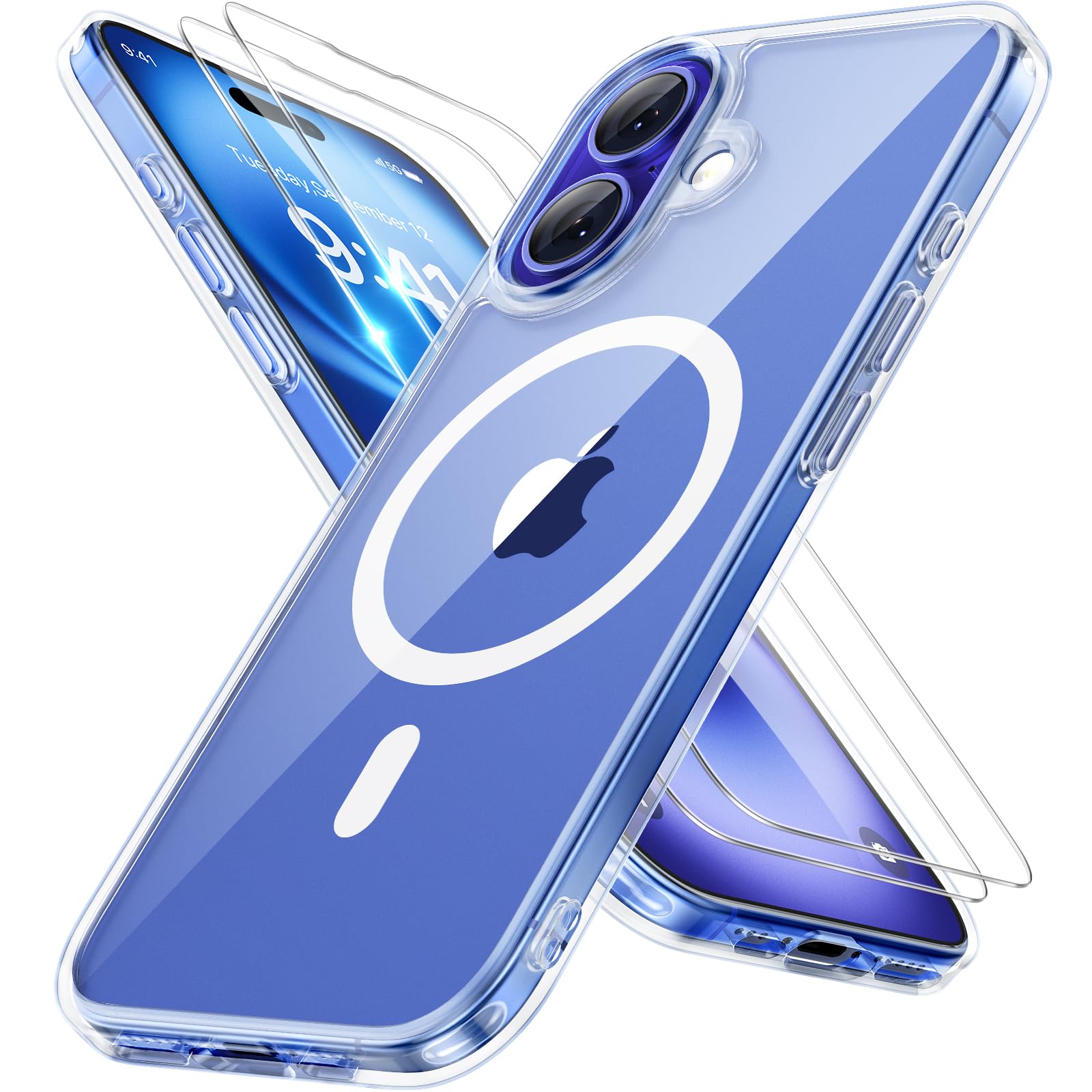 Miracase Magnetic Series for iPhone 16 Case [Compatible with MagSafe] [with 2X Screen Protectors] Military-Grade Protection, Anti-Fingerprint, Slim