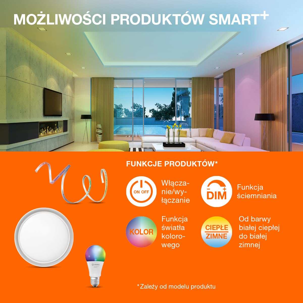 LEDVANCE Oprawa oświetleniowa: for sufit, SMART+ PLANON PLUS przestrajalny biały / 20 W, 220…240 V, kąt rozsyłu światła: 110°, Program przestrajalny biały, 3000…6500 K, materiał: aluminum, IP20