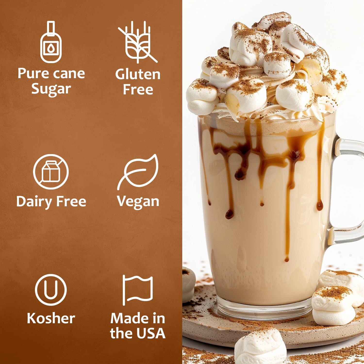 Syruvia Cookie Butter & Toasted Marshmallow Coffee Syrup - 25.4 fl oz. Premium Coffee Flavoring Syrup. Kosher, and Gluten-Free. Ideal for Enhancing Drinks, Sodas, Shakes, Desserts, and More.