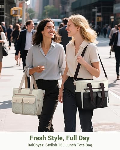 Miniatura 2 de RalChyez Lonchera para mujer, bolsa de almuerzo grande a prueba de fugas para adultos, bolsa de almuerzo aislada con bolsillo de almacenamiento para