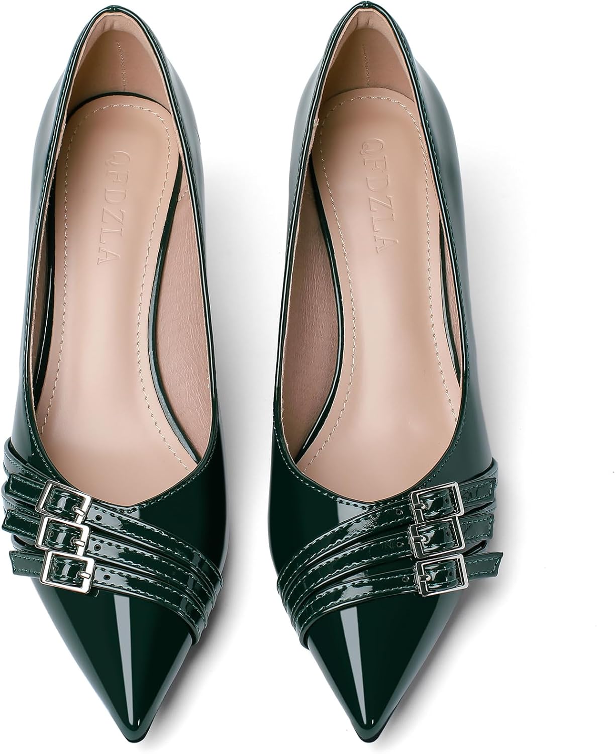 Women's Kitten Heels Leather Comfortable Closed Toe Pointed Toe Pumps Stiletto Heeled Dress Shoes for Women Classic Wedding Party Work Pump Shoes - Image 4