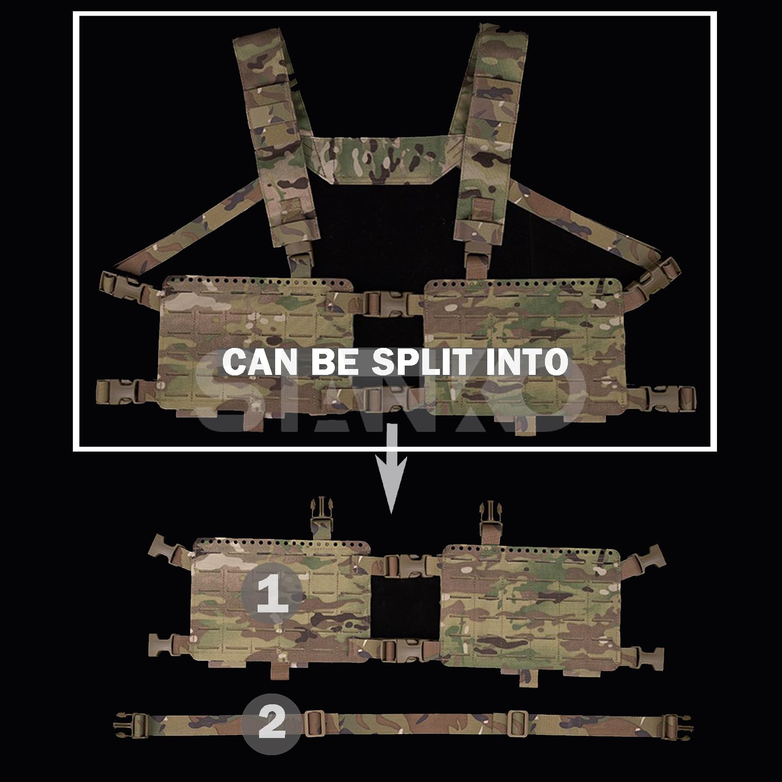 Multifunzione Tactical Chest Rig Expansion Pack,Grande Capacità Molle Storage Pouch Organizer Bag,Airsoft Paintball Militare Vari Carrier