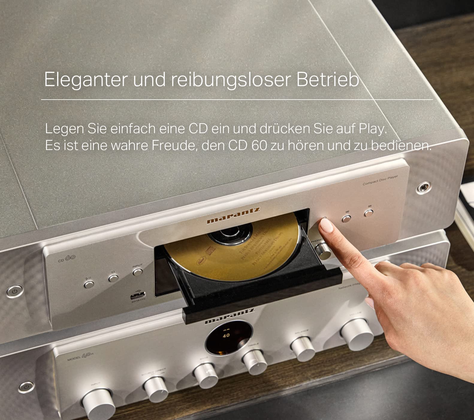Marantz CD60 - Reproductor de CD HiFi con Audio Hi-Res, convertidor Digital/analógico, Circuito Marantz HDAM, Amplificador de Auriculares
