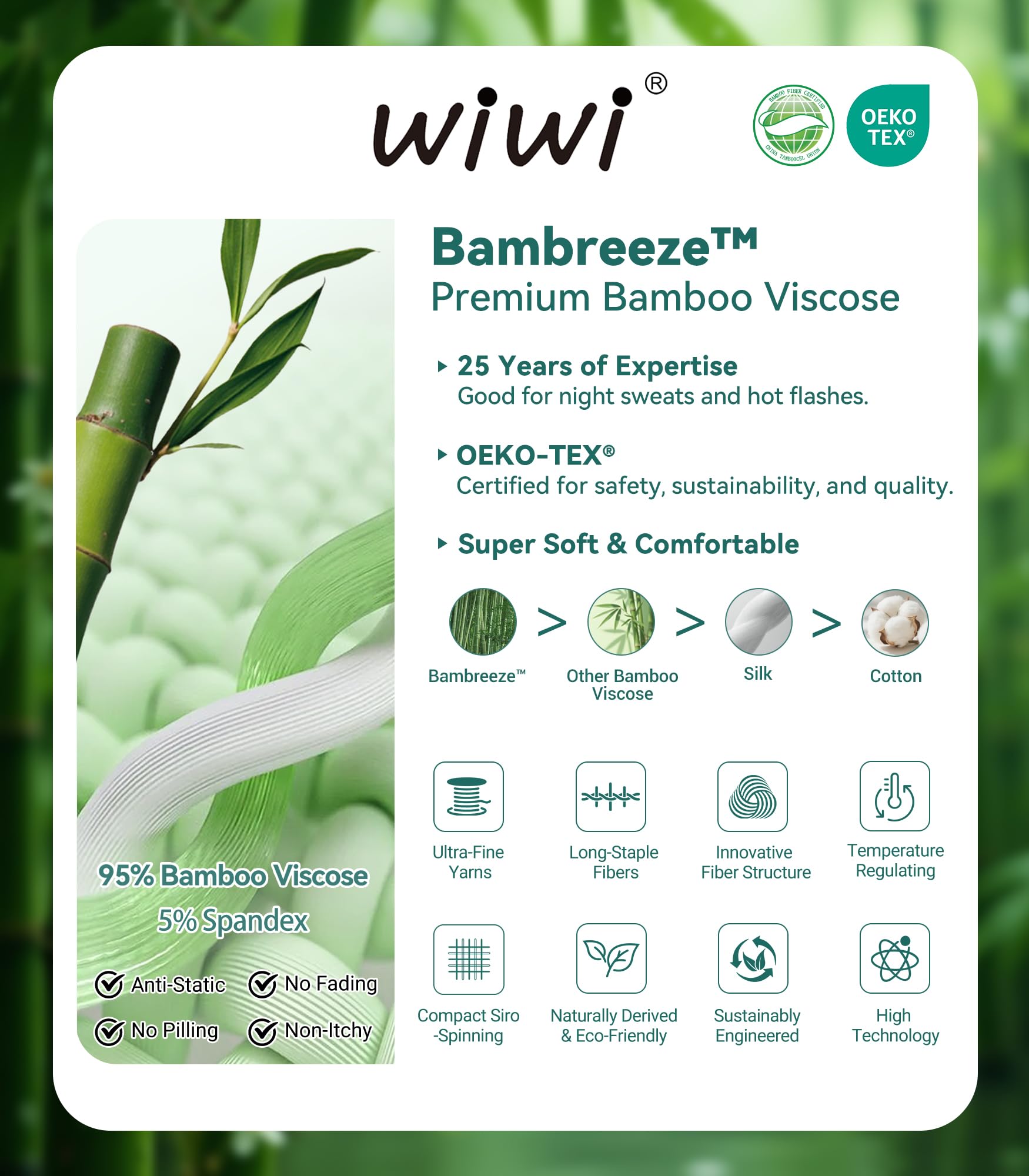 WiWi Ropa interior suave para mujer, conjuntos de pantalones largos térmicos, capa base súper cálida, conjunto de pijama de viscosa de bambú S-3X