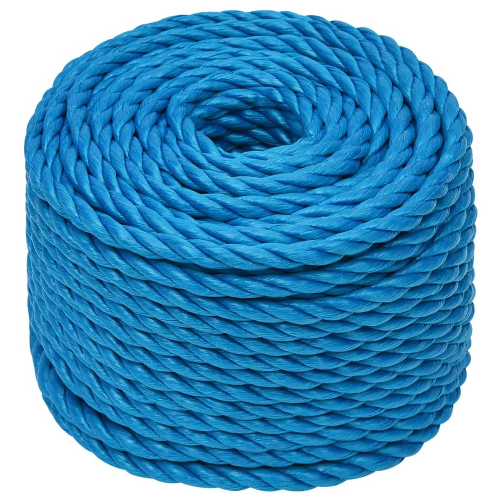 Cuerda de trabajo trenzada azul 16 mm x 50 m, cuerda de polipropileno resistente, resistente a los rayos UV, impermeable para el hogar, jardín, barcos y exteriores