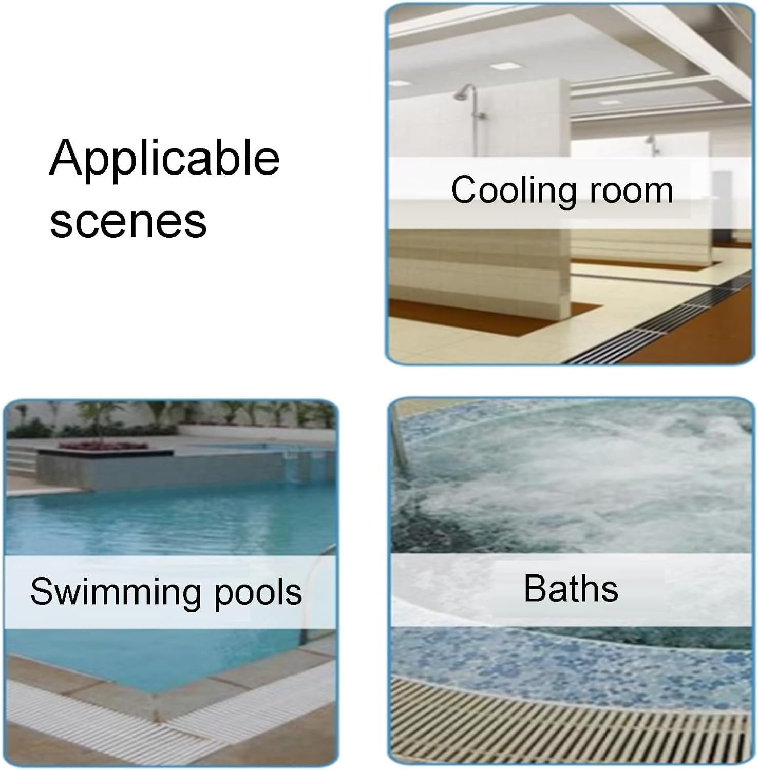 Modulo griglia Piscina Bordo Piastra di copertura dello scarico for piscine, griglia di scarico durevole ondulata in PPS Griglia di troppopieno Copertura di scarico for interni/esterni Scarico