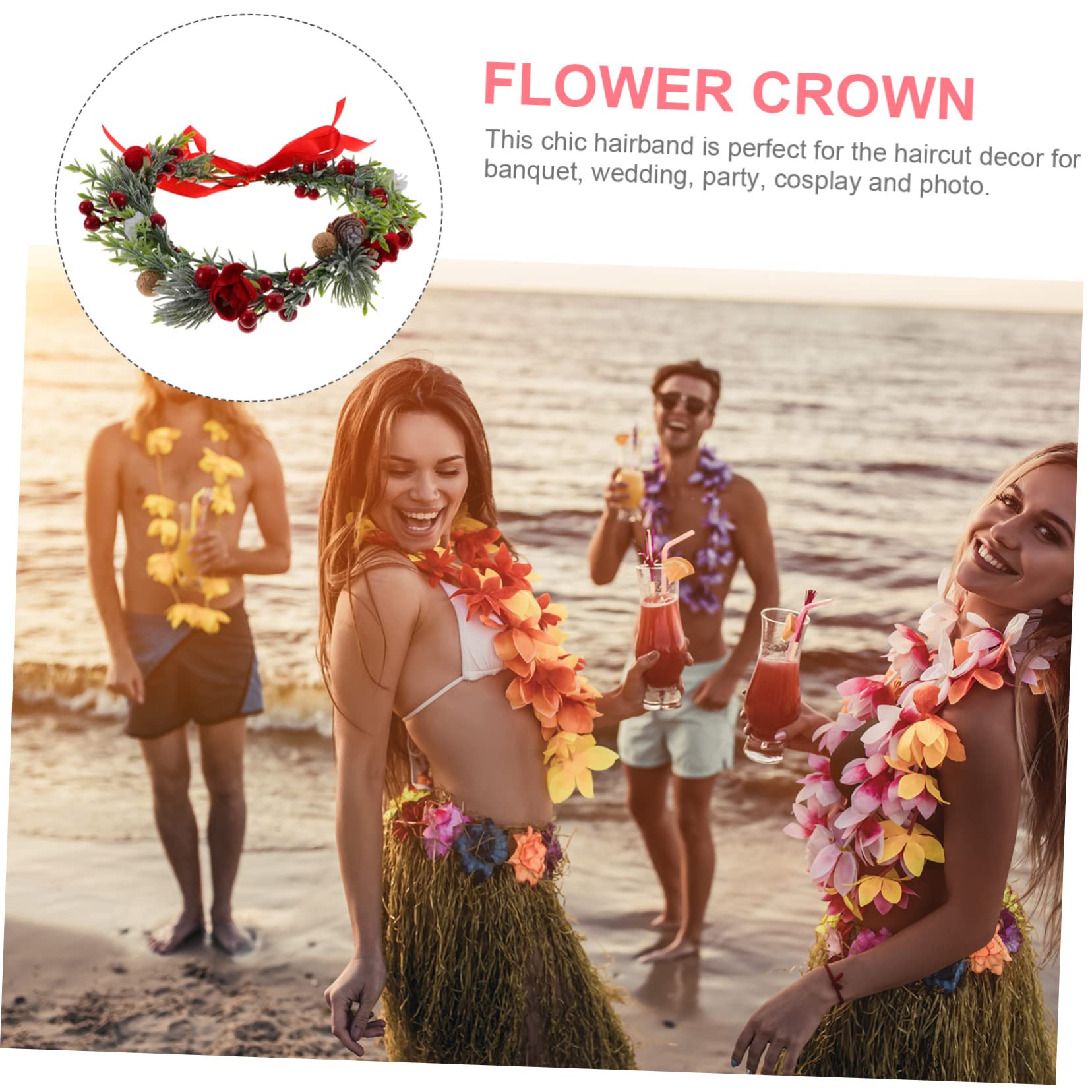 SHERCHPRY 5pezzi di Fiori Finta con Foglie per Donne Cerchietto Elegante per Matrimonio e Feste Accessorio Creativo per Sposa e Damigelle Decorazione per Eventi e Foto