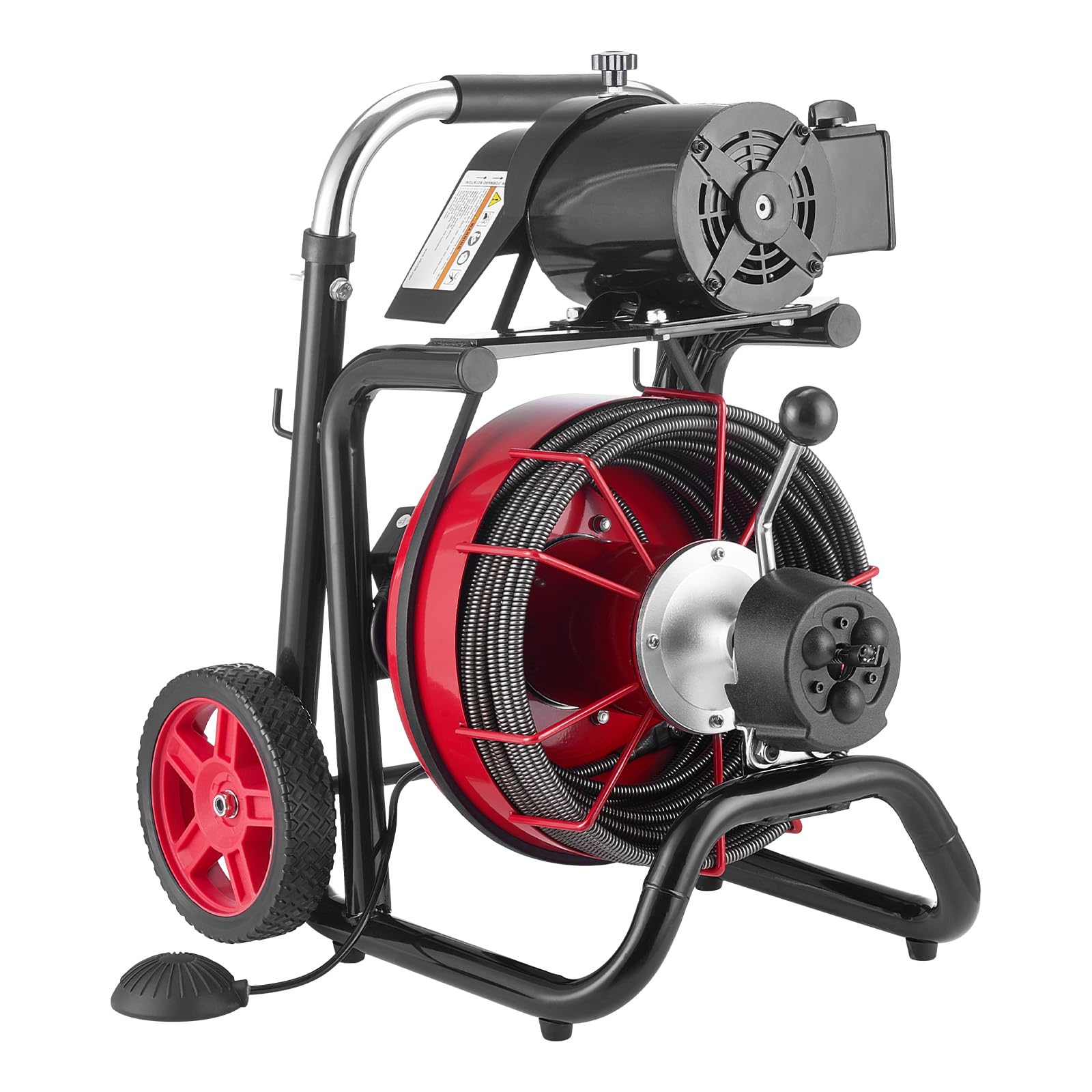 VEVOR D1000 środek czyszczący 370 W z 8 nożami i przełącznikiem nożnym aktywowanym powietrzem do rur 5 cm do 10 cm, czerwony + czarny