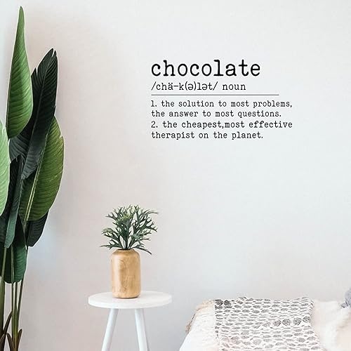 Adhesivos de pared con definición de sustantivo de chocolate, removibles, decoración artística de pared, calcomanías motivacionales para decoración