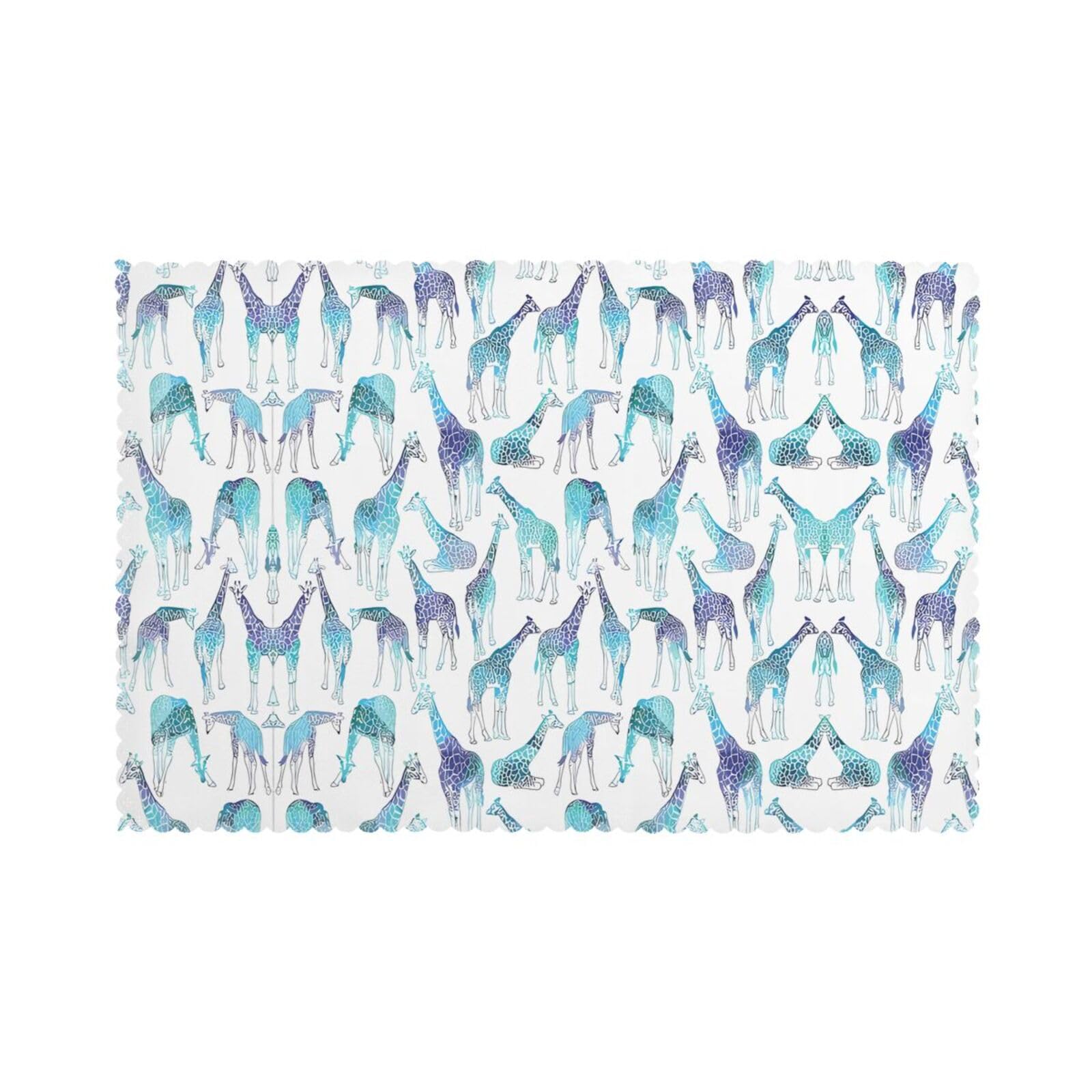 YYHWHJDE Giraffe pattern Prints Placemats Set of 6 12x18in - Durable Table Layers with Heat Resistance & Customizable Prints