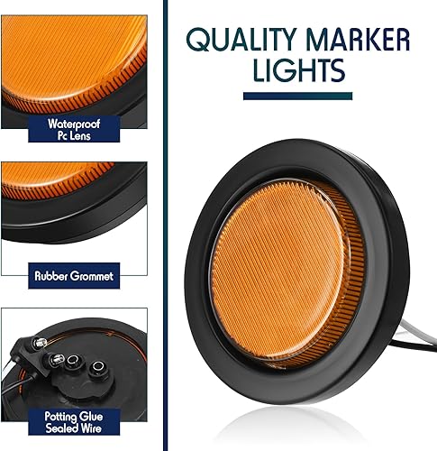 Miniatura 3 de Luces redondas de 2.5 pulgadas, 13 luces LED indicadoras de marcador laterales delanteras y traseras, impermeables, 12 V, selladas, luces de