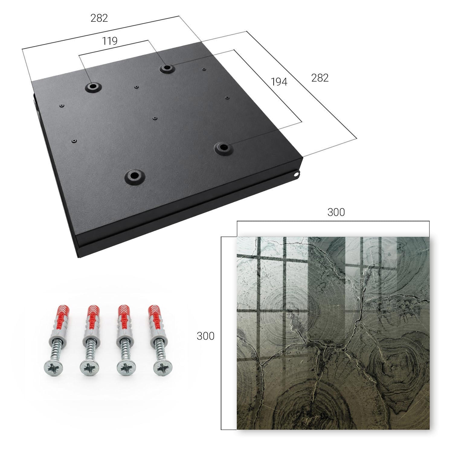 Cassetta portachiavi in vetro 30x30 cm Struttura in legno Porta Destra Nero | Appendiabiti | Bacheca | Vetrinetta | Nicchia | Casellario | Armadio | Gancio | Quadro | Mobiletto | Contenitore | Supporto
