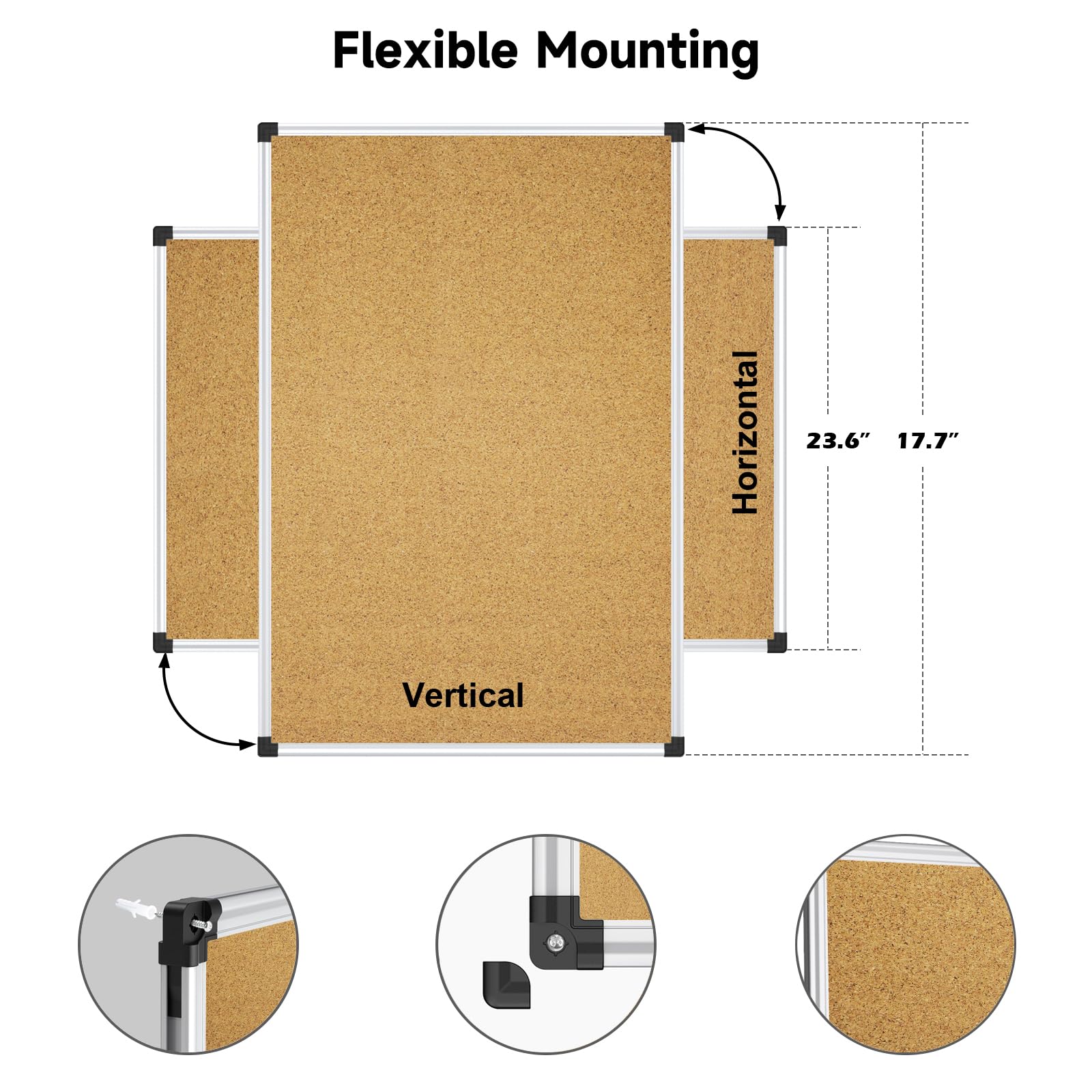 XBoard 24 x 18 inch Wall-Mounted Office Cork Board, Notice