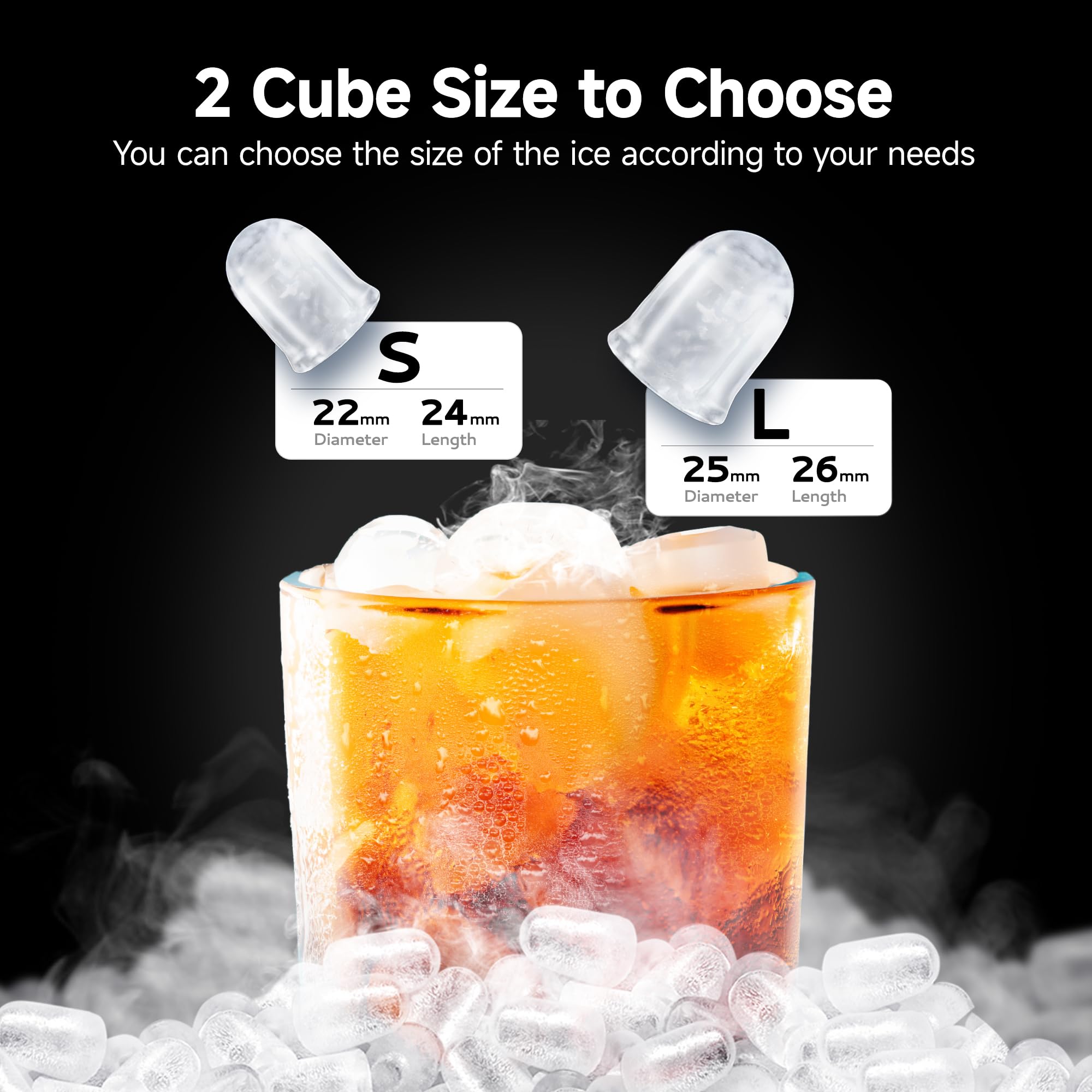Euhomy Ice Maker Countertop, 9 Cubes Ready In 6 Mins, 26.8 Lbs/24h, Self-Cleaning, Potable Ice Maker Machine With Ice Scoop And Basket For Home/Kitchen/Office on Fridge.com - View 3