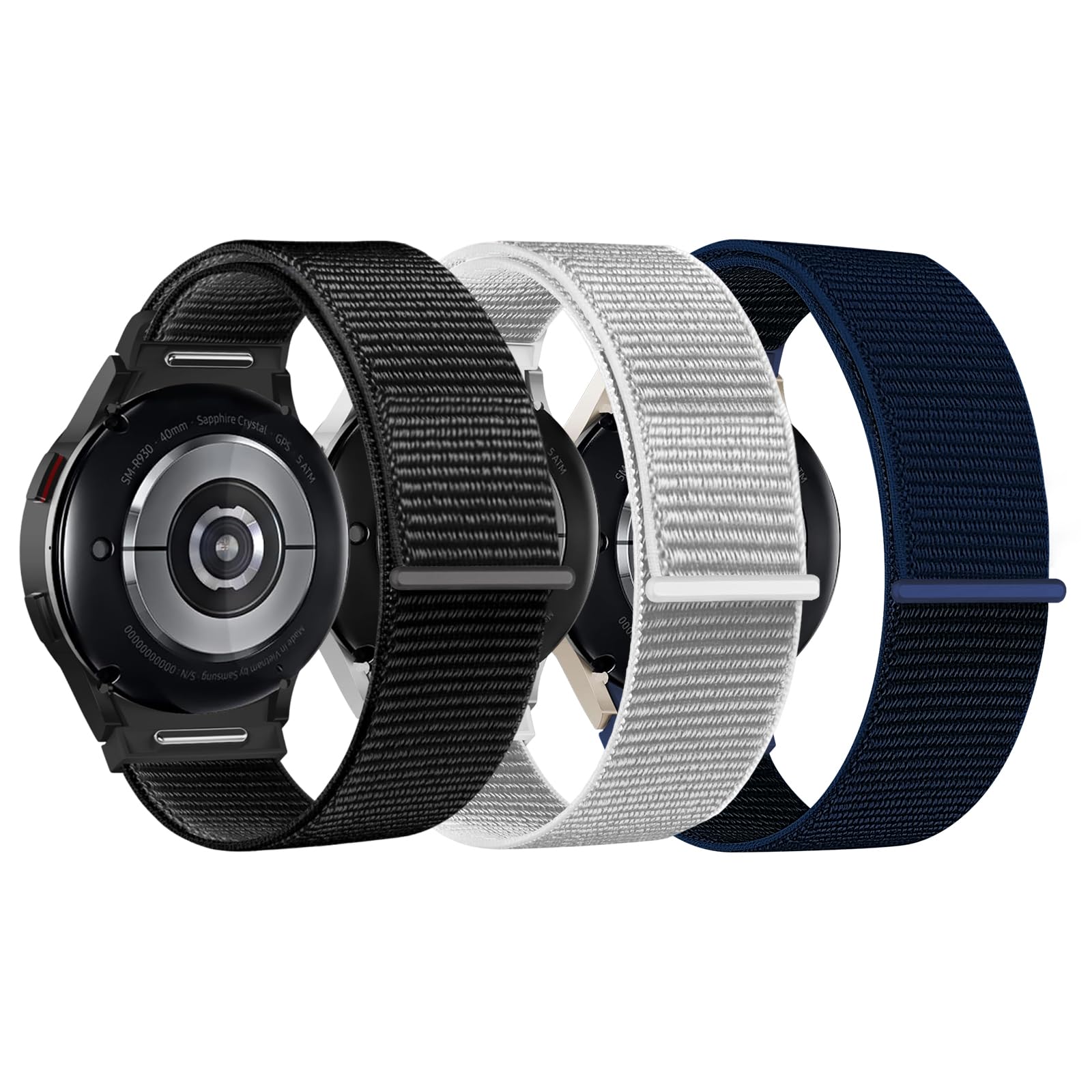 chinbersky 3 Stück Nylon Armbänd Kompatibel mit Samsung Galaxy Watch 7/6/5/4/FE Armband 40mm 44mm/Galaxy Watch5 Pro Armband/Watch 6 4 Classic 43mm 47mm 42mm 46mm, Ein Klick Sport Loop Ersatzband