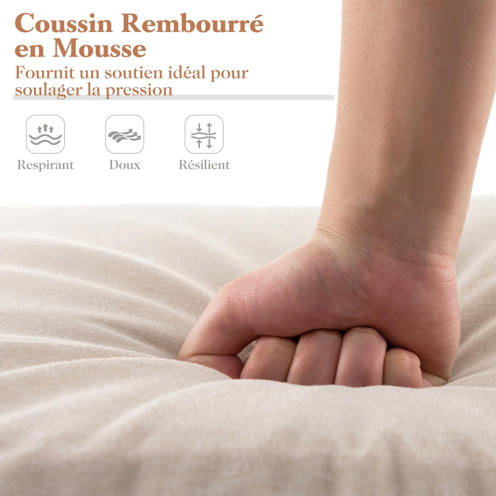 COSTWAY Coussin Bain de Soleil, Coussin Épais pour Chaise Longue d'Extérieur, Matelas Pliable pour Transat Extérieur, Sangles de Fixation à Crochets et Boucles, Beige, 182 x 59 x 4,5 cm (Beige)