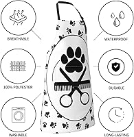 Vista 5 de Perinsto Waterproof Apron With 2 Pockets Kitchen Chef Aprons Bibs For Cooking Baking Painting Gardening Grooming Aseo (blanco)