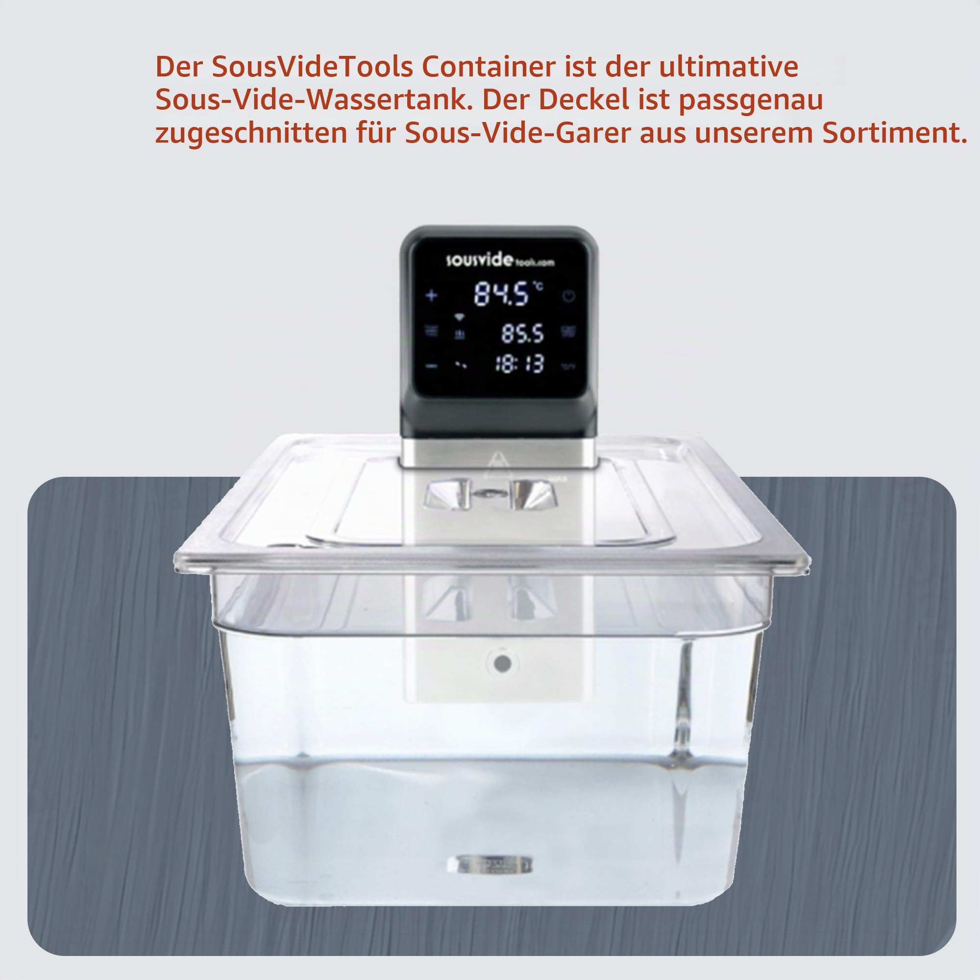 Sous Vide Tools Container aus Polycarbonat, 20 l, mit Deckel für den Sous-Vide-Stick von Anova, nicht-haftend und spülmaschinengeeignet, SVT-PS24GN-ANOVA, For Use With Anova Sous Vide Circulators
