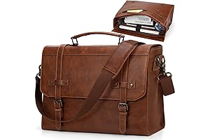 RAINSMORE Waterproof Vintage Leather Laptop Messenger Bag for Men