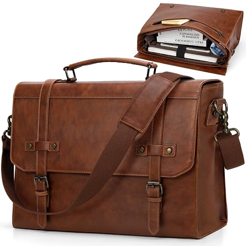 RAINSMORE 17 Inch Waterproof Leather Laptop Messenger Bag