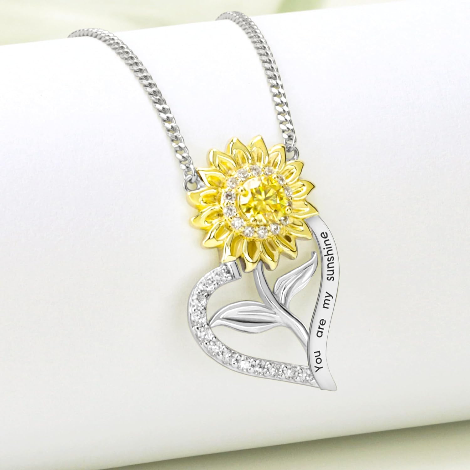 Valentine's Day Gift for Her, 18K Gold Plated Sunflower Necklaces for Women Gifts for Wife Anniversary Birthday You Are My Sunshine Pendant Necklaces Gold Jewelry Gifts for Wife Girlfriend Mom - Image 6