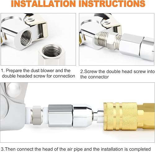 Miniatura 2 de GASHER Conexiones de manguera de aire industriales giratorios de 14 "de conexión rápida de aire macho y hembra con rosca NPT de 14". Paquete de 6