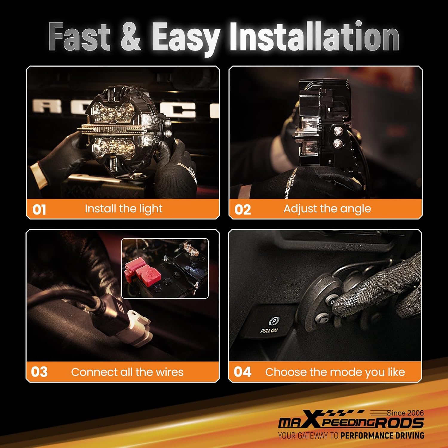 maXpeedingrods 2 x 3.5 160W Offroad Lights, LED Light Bar 19200LM with White Amber DRL, 270°Side Shooter Pod Lights, Fog Spot Light with Black Covers for Jeep Wrangler,Trucks UTV ATV Motorcycles