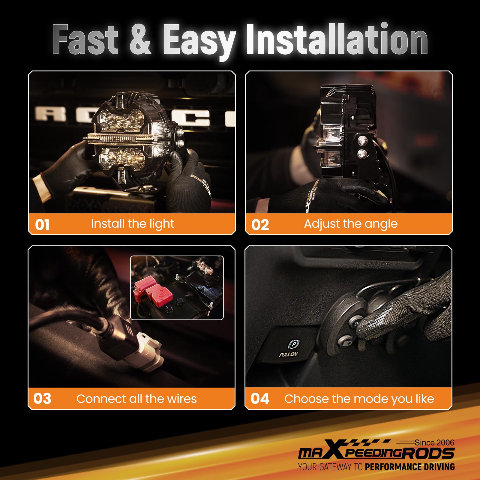 maXpeedingrods Faro LED fuoristrada 5 in 178 W, 21360 lm, con luce di marcia diurna bianca, 3 modalità, faretto laterale 270° per camion Wrangler, jeep pickup, ATV, con coperture nere