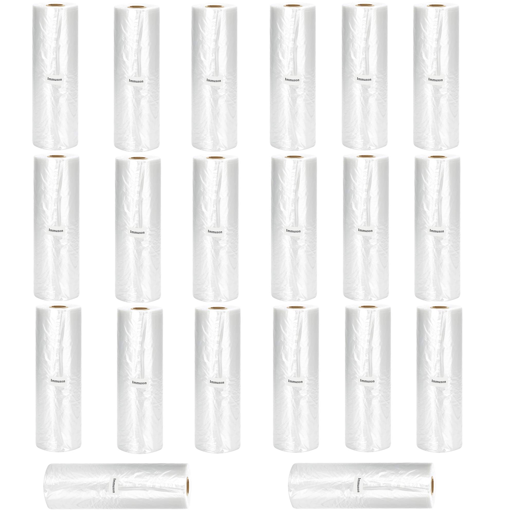 Immuson Food Storage Bags, 12 x 20 Plastic Produce Bag on a Roll Fruits, Vegetable, Bread, Food Storage Clear Bags (20 Rolls-7000 Bags)