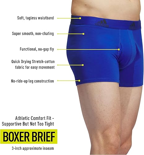 Miniatura 2 de adidas Ropa interior de algodón elástico para hombre (paquete de 3) diseñada para comodidad activa y uso durante todo el día