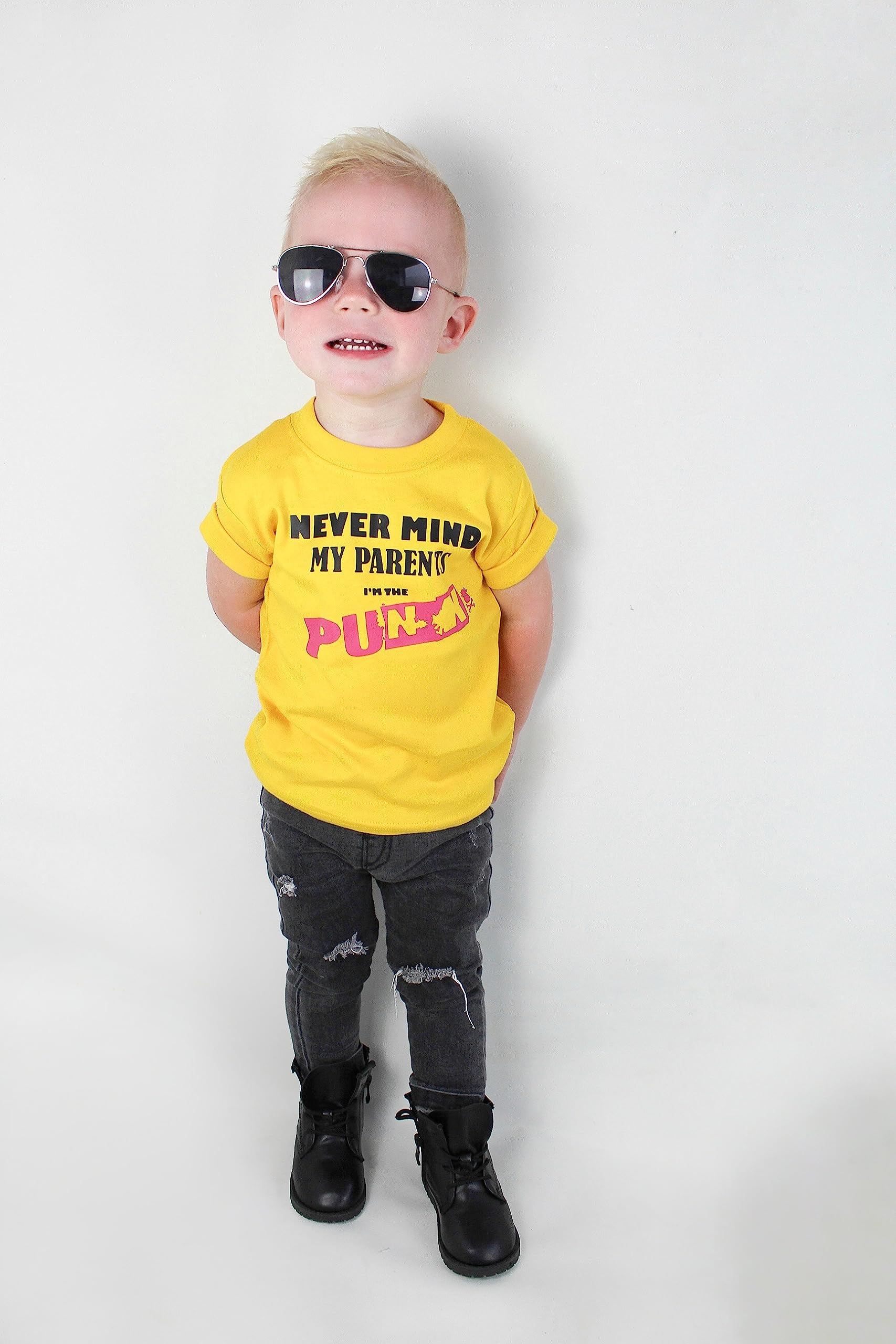 Baby Moo's Maglietta a maniche corte con scritta "Never Mind The Parents I'm The Punk" per bambini, per bambini e bambini, con musica punk rock