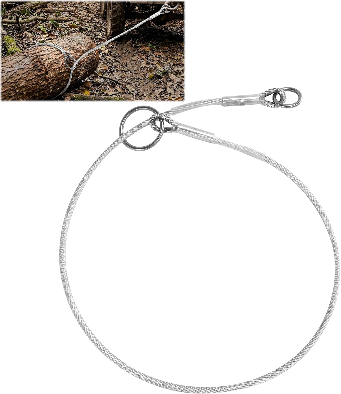 Wire Rope Sling 6600lb Rated Load- Reusable Log Choker Cable with Coated Galvanized Rigging Rope Cable for Lifting, Roofing, Towing Tree Work, 5.7ft