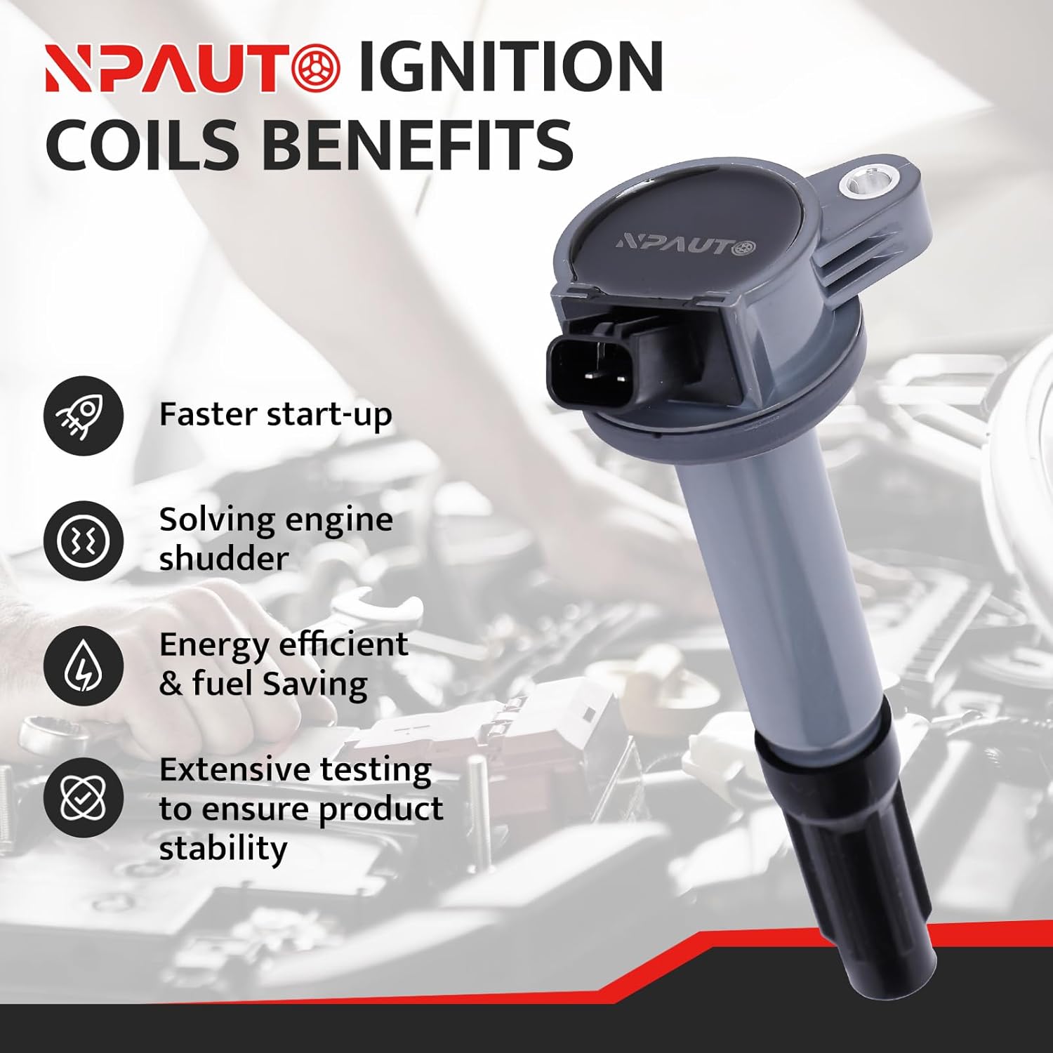 NPAUTO Ignition Coil Pack Replacement for V6 3.0 3.0L 2009-2012 Ford Escape/Ford Fusion 2006 2007 2008 2009 2010 2011 2012, Mercury Mariner Milan, Mazda Tribute, UF486, Set of 6