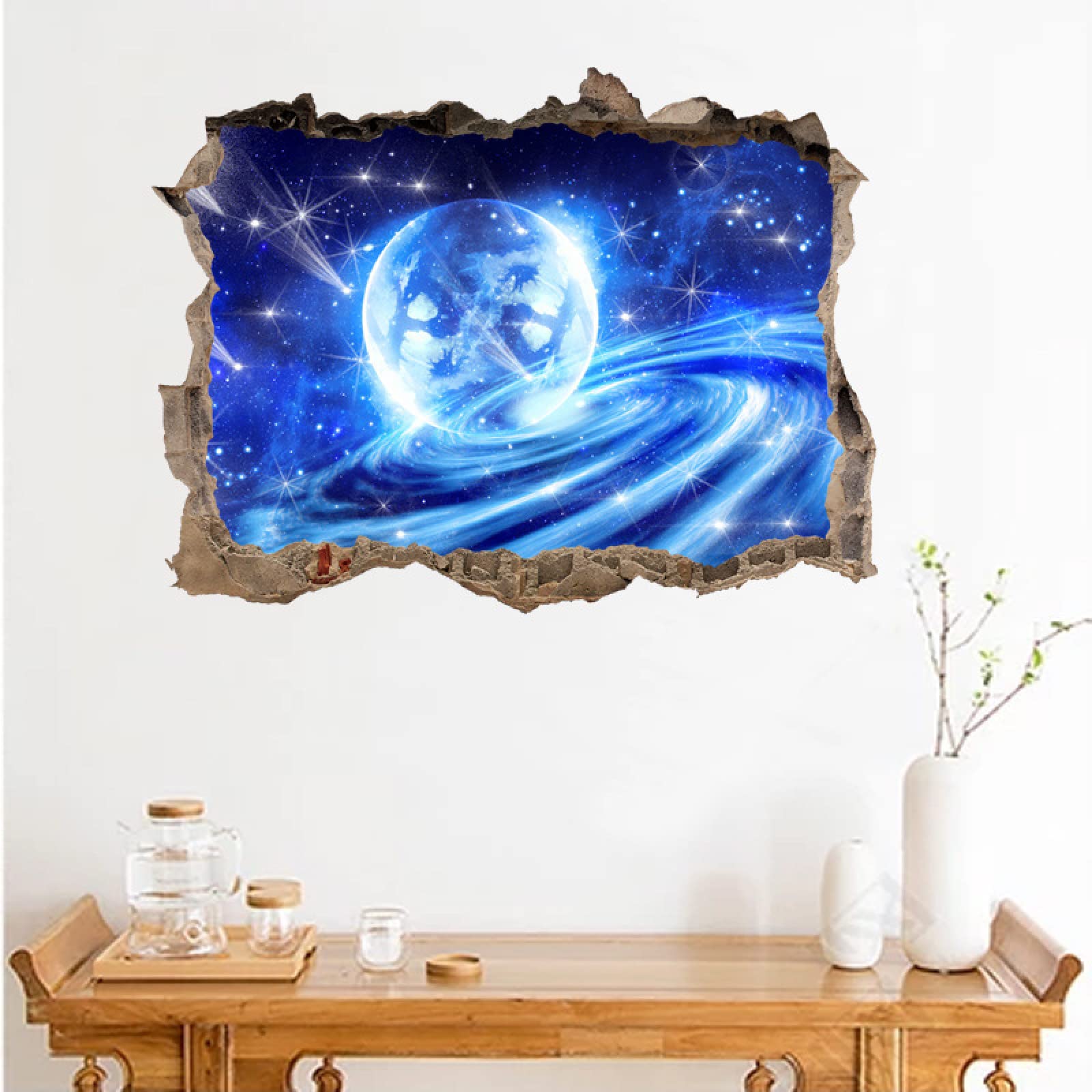 Planeta Calcomanía Rota 3D, Espacio Adhesivo Extraíble De Vinilo Para Despegar Y Pegar, Universo Tatuaje De Pared Niñas Niños Dormitorio Guardería Habitación Decoración Para El Hogar 75x113cm