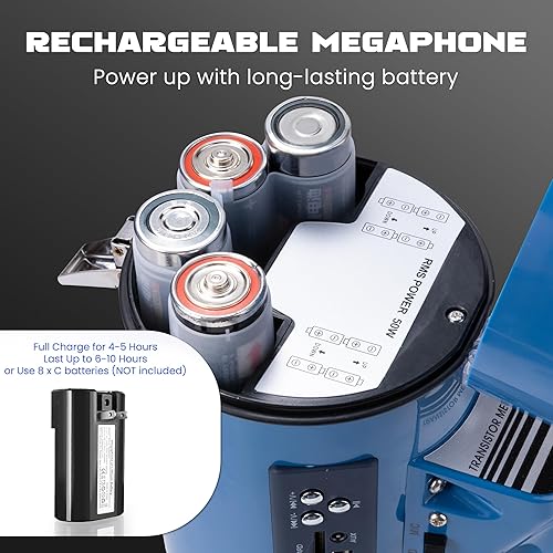 Miniatura 26 de MyMealivos 50W Bluetooth Megaphone with Rechargeable Battery-Professional Bullhorn with Siren&240s Recording Supports USB/SD/3.5mm Aux-1600ft Range