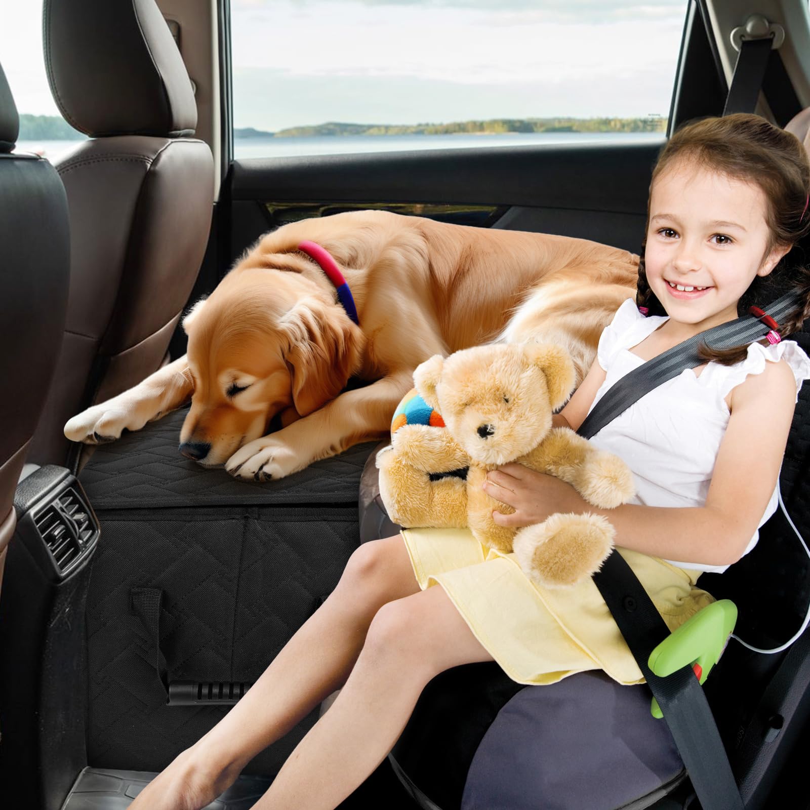 Car Seat Extender for Large Dogs, Front & Back Seat Extender for Dogs up to 180 LBS with Large Storage for SUV or Small Trucks, Gap Filler Prevent Pets from Falling - image 2