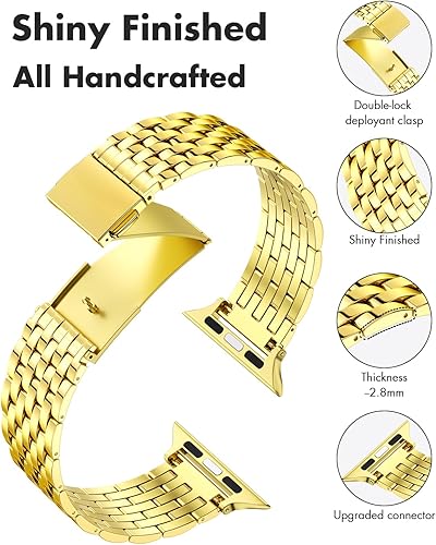 Miniatura 2 de TISIMO para Apple Watch Correa de 38 mm, 40 mm, 41 mm, 42 mm, 44 mm, 45 mm Series 9 8 7 6 5 4 3 2 1 SE SE2 para mujeres y hombres, Correa de metal