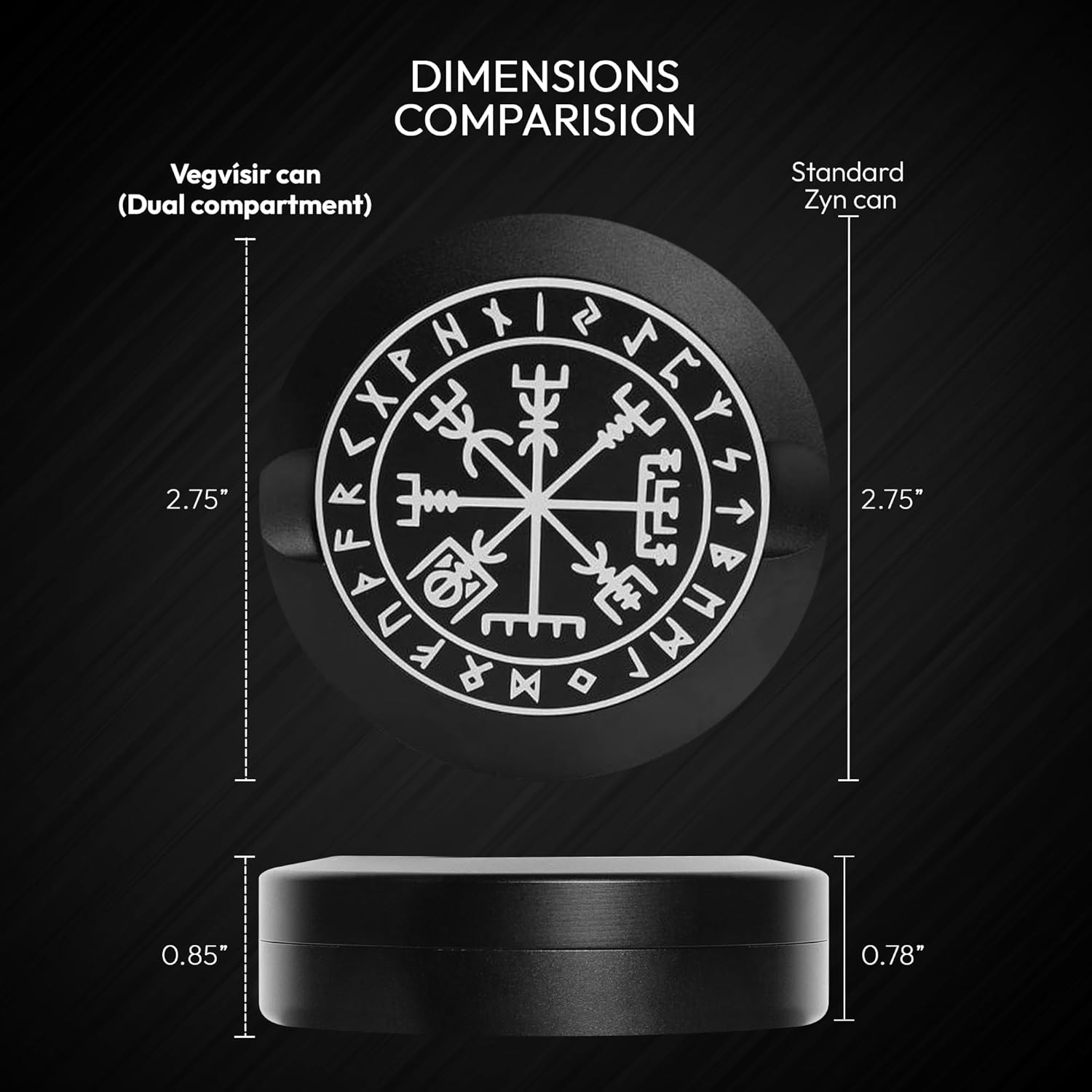Viking Compass Metal Zyn Can | Dual Compartment Nicotine Pouch Container & Zyn Holder | Odor-Proof Snus Can | EDC Pocket Tin | Zyn Gift for Men | PathForger Series (Dual)