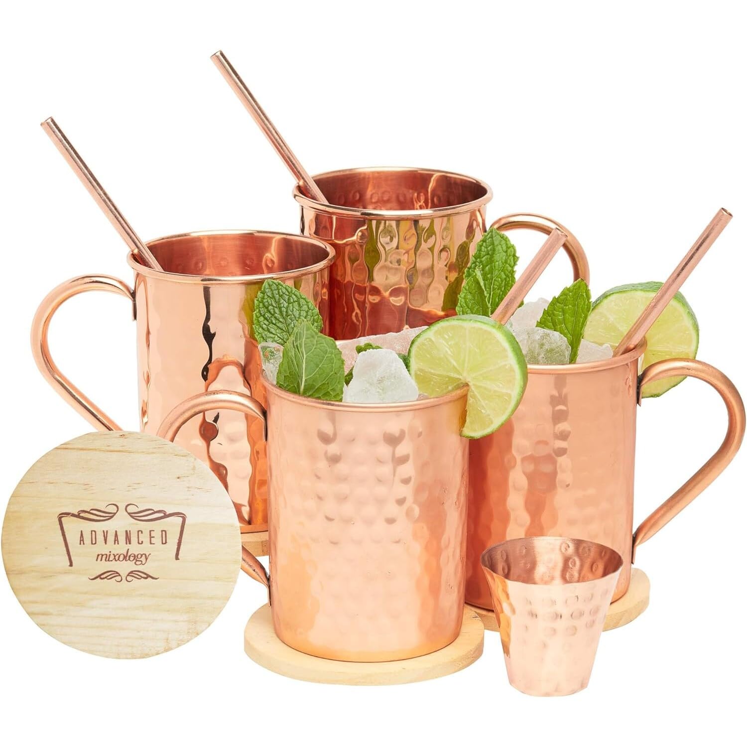Amazon.com: Advanced Mixology Moscow Mule Straight Copper Mugs Set